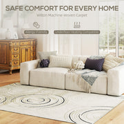 Machine Washable Area Rug for Living Room or Bedroom with Allergy Friendly Design, Cream White