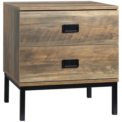 Bedside Table with 2 Drawers for Organised Bedroom Storage and Easy Cleaning Coffee AOSOM