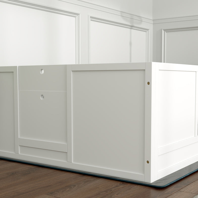 Whelping Box for Large Dogs with Pad Adjustable Entrance and Non-slip Feet 124 x 120cm by PawHut