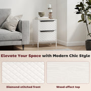 Chest of Drawers with 2 Fabric Drawers and Sturdy Aluminium Handles for Bedroom Storage White