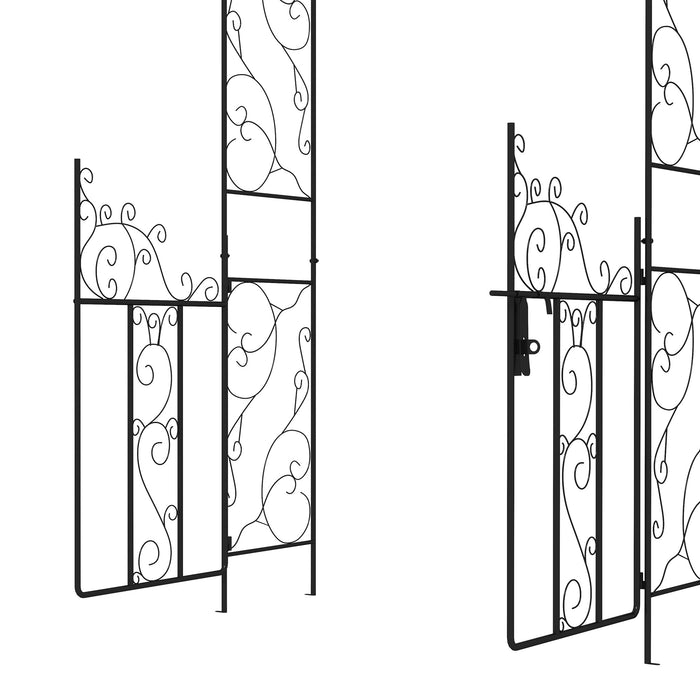 Black Metal Garden Arch With Double Gates for Climbing Plants and Weddings by Outsunny