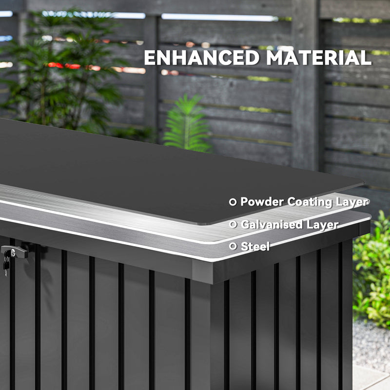 400L Outdoor Storage Box for Garden Cushions and Tools, Weatherproof Steel with Lock, Black