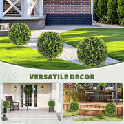 Set of 2 Artificial Boxwood Topiary Ball Bushes UV Resistant for Garden or Balcony Green