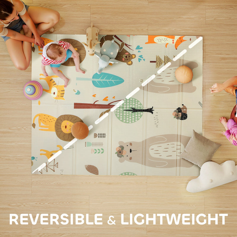 Foldable Double Sided Baby Play Mat Water Resistant for Indoor or Outdoor Use Grey AOSOM