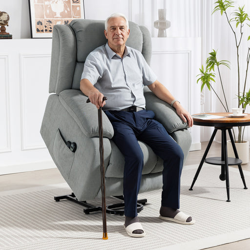 Electric Recliner Chair with Eight Point Massage and Lift Function for Home Comfort Light Grey