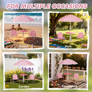 Kids Garden Table and Chair Set with Umbrella for Outdoor Playtime 4 Piece Pink AOSOM