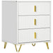 White and Gold Chest of 3 Drawers Elegant Bedroom Storage by HOMCOM