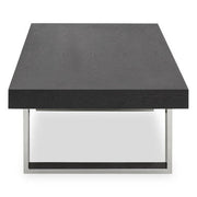 Angled view of the coffee table showing the slim silver steel legs and 41cm height
