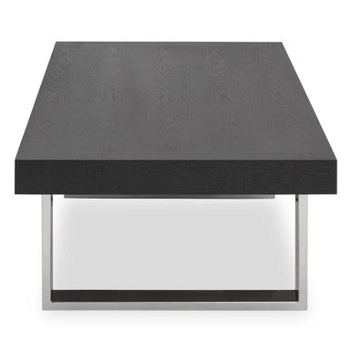 Angled view of the coffee table showing the slim silver steel legs and 41cm height