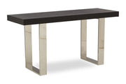 Front view of the 150cm black elm console table showing the wide rectangular top