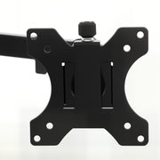 Close-up of the black monitor mounting plate on the end of the arm