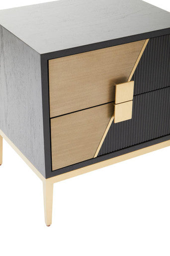 Close-up of the grained gold-finish panel and diagonal fluting detail