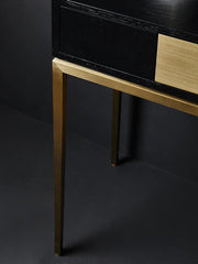Console table used as a hall table in a styled corridor