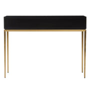 Console table shown with the drawer open to reveal the storage space