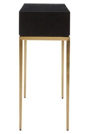 Side profile of the fluted console table showing its 35cm slim depth
