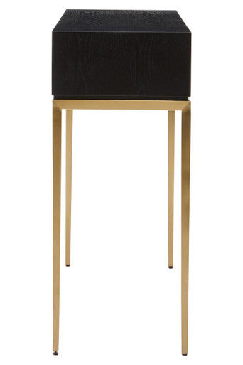 Side profile of the fluted console table showing its 35cm slim depth