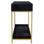 Side profile of the console table showing the 40cm depth and gold underframe