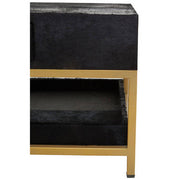 Macro detail of the storage drawer front and handle recess
