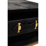 Detail of the hide grain direction and sheen across the table surface
