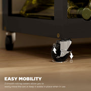Close-up of a lockable caster wheel with an Easy Mobility callout
