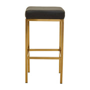 Black and gold bar stool front view on a plain background