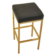 Black and gold bar stool side view with footrest