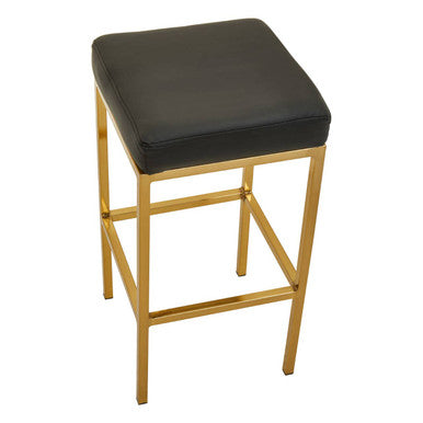 Black and gold bar stool side view with footrest