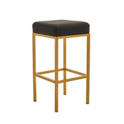 Black and gold bar stool angled view on a white background