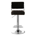 Black leather effect channel tufted bar stool with chrome base