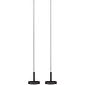 Set of 2 slim black LED floor lamps on a white background