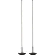 Set of 2 slim black LED floor lamps on a white background