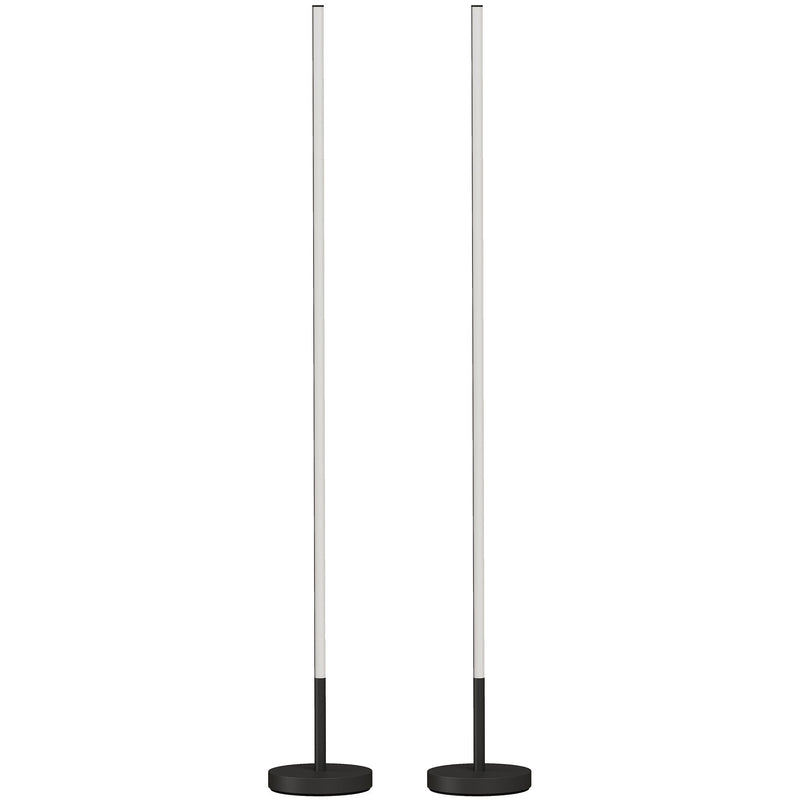 Set of 2 slim black LED floor lamps on a white background