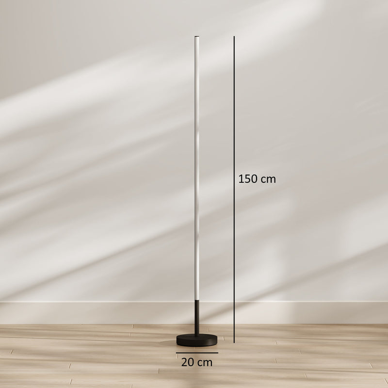 Dimensions diagram of the floor lamp showing 150 cm height and 20 cm base