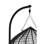 Close-up of the black rattan-effect weave detail
