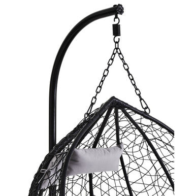Close-up of the black rattan-effect weave detail