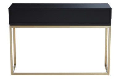 Console table with a drawer pulled open to show the storage space inside