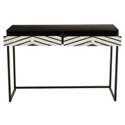 110cm black console table with two drawers on a plain studio background