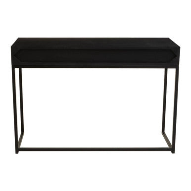 Bone inlay console table with both drawers open showing the smooth-glide runners