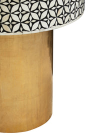 Detail of the floral inlay motif resolving neatly at the table rim