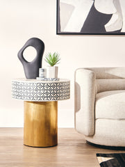 Room setting showing the side table paired with the matching Fusion coffee table