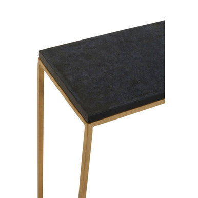 Close-up of the powder-coated black frame with gold accent detailing