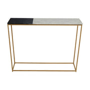 Front studio view of the marble console table showing the full 91cm width