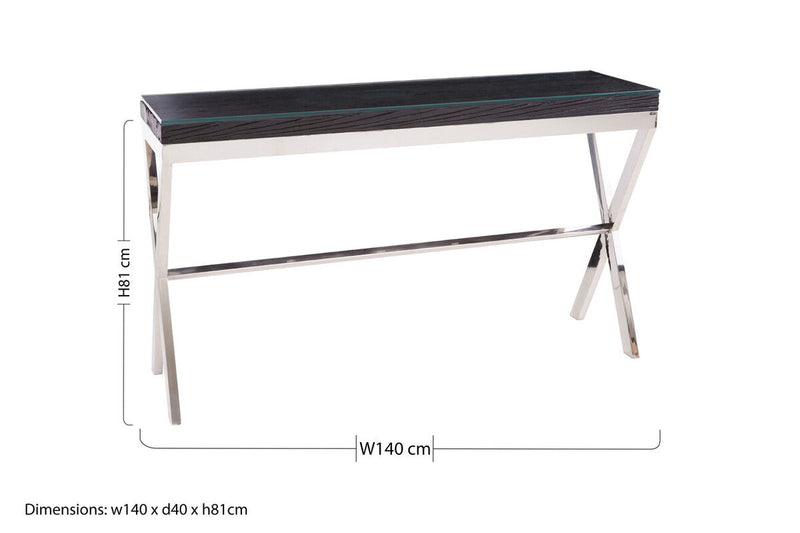 Dimensions diagram for the console table showing 140cm width, 40cm depth and 81cm height