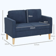 Dimension diagram showing 117W x 63D x 79H cm and seat measurements