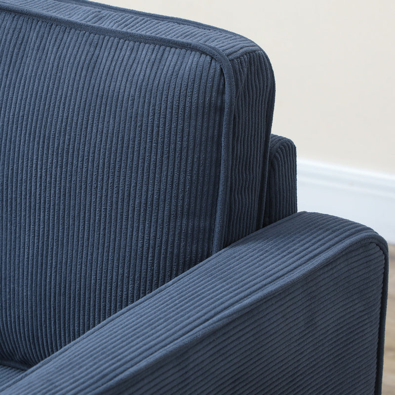 Close-up side view of the armrest and corduroy fabric texture