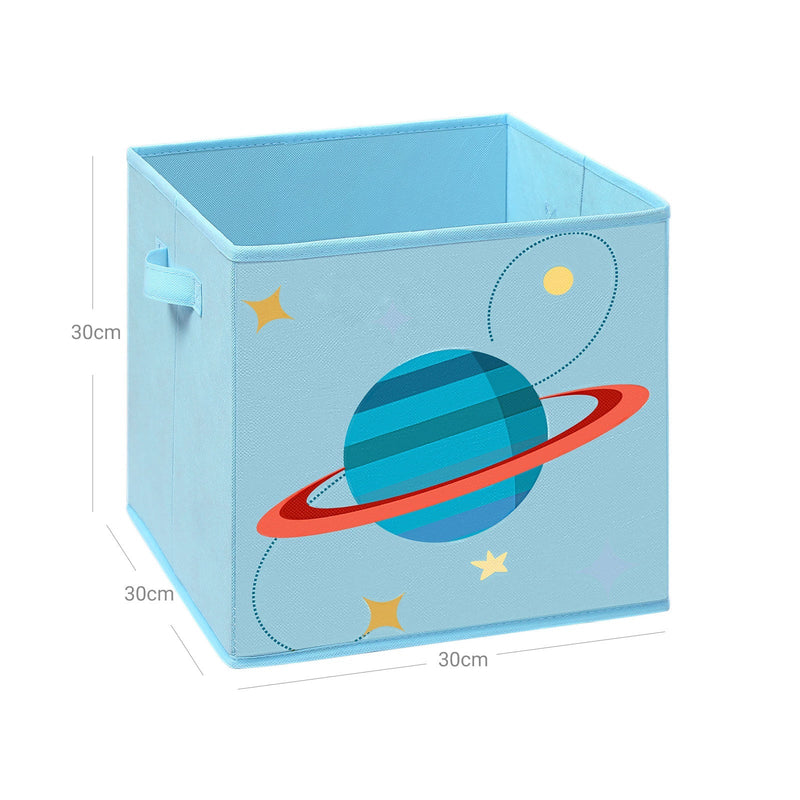 Dimensions diagram of the planet cube measuring 30 cm on every side