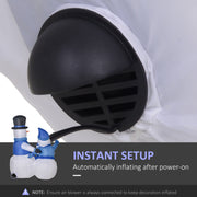 Air blower fan inside the snowman family with instant setup label