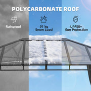 3x4m Garden Gazebo with Polycarbonate Hardtop Roof for Year Round Shelter and Privacy Dark Grey Outsunny