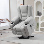 Electric Rise and Recline Chair for Elderly with Remote and Cup Holder Light Grey