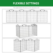 Set of 8 Decorative Metal Garden Fence Panels for Patio or Lawn Use 365cm Black